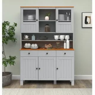 loft24 Küchenbuffet Dorte Küchenschrank Landhaus, Buffetschrank, Vitrinenschrank, Kiefer grau