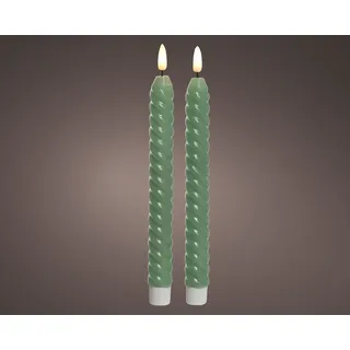Stabkerzen-Set LED WHIRL grün - grün - DH 2x24.50 cm
