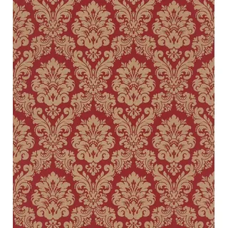 Rasch Vliestapete Barock-Ornament Tapete Kaminrot & Taupe – Seidige Textil-Optik rot