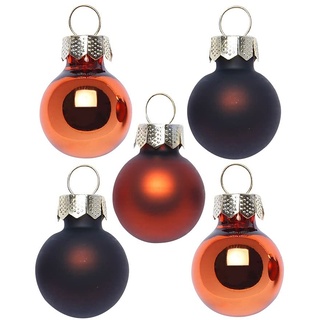 Inge Glas Magic Mini-Weihnachtskugeln 2cm 25 Stück | kleine Christbaumkugeln in Karton-Box (Shiny Chestnut | braun orange)