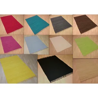 MB Warenhandel24 Handwebteppich Fleckerlteppich einfarbig Uni 100% Baumwolle Handweb Teppich Fleckerl Waschbar NEU (ca. 60x110 cm, Apfelgrün)