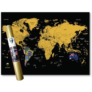 Global Walkabout Rubbel-Weltkarte mit Flaggenhintergrund – luxuriöse Mini-Reisegröße, Weltkartenposter – Länder und Fakten – Reisegeschenk (evtl. nicht in deutscher Sprache) Schwarz