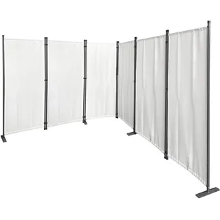 Quick Star Paravent 6 Teilig 340x165cm Weiß