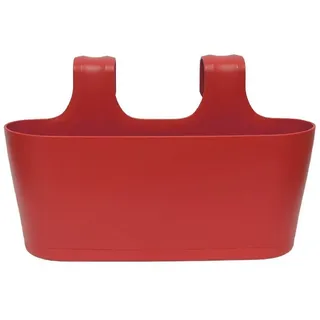 ENGELLAND® ENGELLAND 1 x Blumenkasten zum Auf-Hängen, Farbe: Rot, Blumentopf, oval, Balkon, Übertopf, Pflanzkasten, mit Wasserspeicher/Wasserauffangschale