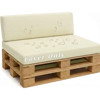 QOEUIUJ Palettenkissen Bezug 120×60 120×80 60×80 120×40, Beidseitig Wasserdichter Ersatzbezug für Palettensofa Outdoor mit Reißverschluss, Wetterfeste Kissenhülle(Beige,Seat 50x80cm)