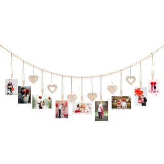 Makramee-fotorahmen Mit Klammern – 100 Cm/110 Cm/138 Cm, Beige, 90 G – Boho-deko Für Fotos