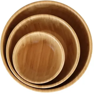 pandoo Bambus Schüsseln | Obstschale, Schüssel Set, Salatschüssel, Müsli, Geschirr | Obstkorb, Holzschale, Bowl Deko Schalen (5er Set (5 x Ø 14 cm))