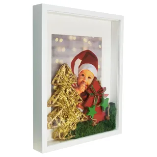 BD ART Box 3D 30x40 cm Objektrahmen Bilderrahmen, Quadratische Weiß zum befüllen, tiefer für objekte, suvenirs 3 cm, für Wandbehang oder Desktop
