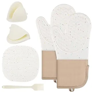 Ofenhandschuhe, Topflappen, 6er-set Silikon-küchenhandschuhe, Hitzebeständig Bis 230 °c – Zum Grillen, Backen Und Kochen Im Backofen