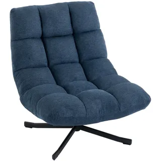 HOMCOM Sessel Drehbar Loungesessel mit Breiter Sitzfläche Dunkelblau | Gepolsterter Relaxsessel, Wasserabweisende Chenille-Optik, Gekreuzte Stahlbeine, Moderner Polsterstuhl
