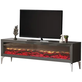 JVmoebel Lowboard Kamin Tisch Sideboard TV Ständer Wohnzimmer RTV Lowboard Grau Holz (1 St., TV Ständer), Made in Europa grau