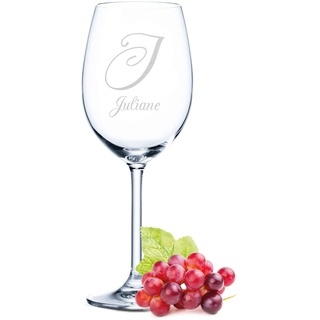 GRAVURZEILE Leonardo Weinglas mit Gravur - Buchstabe - Personalisiert mit Initial & Name - Geburtstagsgeschenk für Männer & Frauen - Geeignet als Rotweingläser Weißweingläser - Farbe: Daily