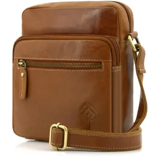 JOREY Leder Herren Umhängetasche Männer Schultertasche aus Echtleder für Business Arbeit Reise Leder Männerhandtasche (Tan)