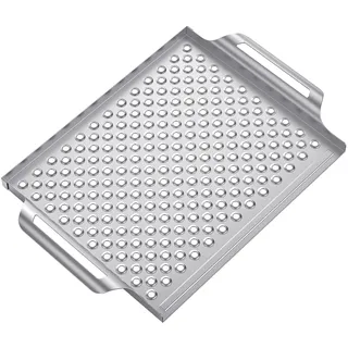 Grillschale Edelstahl, Grillkorb mit Tragegriffen, Rechteckiger Grillschale f...