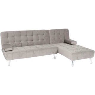 Mendler Schlafsofa HWC-K22, Couch Ecksofa Sofa, Liegefläche links/rechts Schlaffunktion 236cm ~ Samt grau