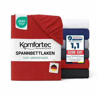 Komfortec Spannbettlaken Mikrofaser 180 x 200 cm Rot
