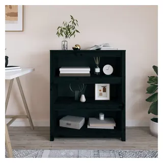 furnicato Bücherregal Klassisches aus massivem Kiefernholz 80 x 35 x 97 cm, 1-tlg., Regalwand mit viel Stauraum, Wandhalterung für das Arbeitszimmer schwarz 80 cm x 97 cm x 35 cm