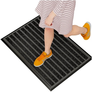 Fußmatte Fußabtreter außen, Schmutzfangmatte Außenbereich, WEST & EAST GmbH, mit schwarzem Rand 40x60 cm schwarz 40 cm x 60 cm