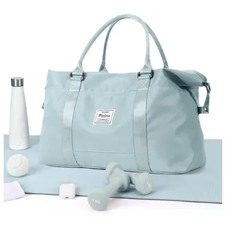 Reisetasche Damen Handgepäck Tasche Sporttasche Weekender Bag Schwimmtasche Wasserdicht Travel Bag Duffle Bag Fitnesstasche Trainingstasche Krankenhaustasche,E2-Hellblau