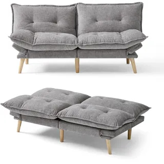 LINSY HOME Schlafsofa 2‐Sitzer mit Schlaffunktion, Kleines Klappsofa aus Chenille, 180x106 cm Liegefläche, 3 Fach Verstellbare Rückenlehne, Bettsofa für kleine Wohnzimmer & Schlafzimmer - Hellgrau