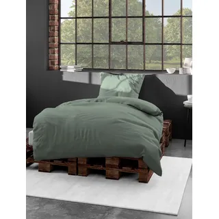 BIERBAUM Bettwäsche 3899, Mako-Satin, 100% Baumwolle, Designed in Germany, grün 32, 135 x 200 + 40 x 80 cm