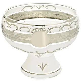 Schale auf Fuß Obstschale Salatschale Noble D 16 cm Platin Handgefertigtes Mundgeblasenes Glas