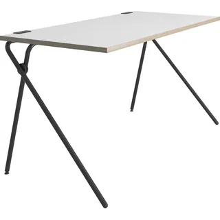 Sekretär MÜLLER SMALL LIVING "PLATO Two" Sekretäre Gr. B/H/T: 160 cm x 75 cm x 80 cm, weiß (weiß birkenkante) Sekretäre schwarzes Gestell, Home Office minimal, einfach zusammenklappen