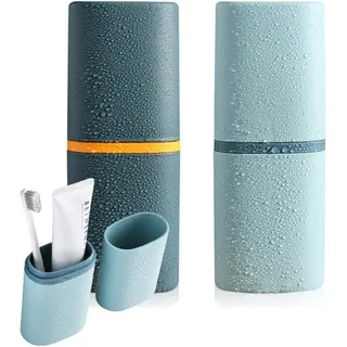 Yemiany 2 Stück Zahnbürsten Etui, Zahnbürste reiseetui, Kompakt Tragbar | Zahnputzbecher kinder Flaches Design Spart Platz, für Kinder und Erwachsene, Geeignet für Reisen