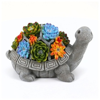 Dönges Solar Gartendeko Schildkröte, mit 7 warmweißen LEDs, Gartenfigur für Draußen, Gartendekoration, wetterfest, Geschenk für Muttertag, Frühlingsdekoration, süße Deko