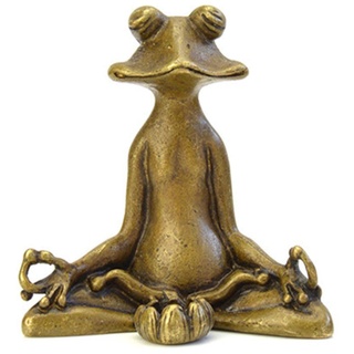 Kupfer meditierender Frosch Ornamente Vintage Messing Sit In Meditation Frosch Statue Bronze Tee Haustierfiguren Räucherstäbchenhalter Schreibtisch Dekor