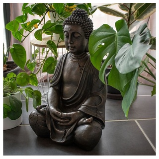 etc-shop Dekofigur, Buddha Figur Ess Zimmer Garten Außen Deko Skulptur braun Statue Feng