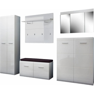 GERMANIA Garderoben-Set Adana, (Set, 6-St), Farbe weiß mit Hochglanz Fronten weiß