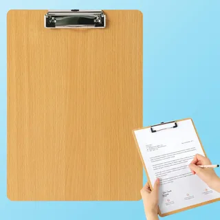 Holz Klemmbrett A4, Klemmbretter A4 mit Metallklemme Klemmbretter Schreibbrett aus Holz für Büro für die Arbeit Zeichnung Studie,Schreibplatte Klemmbrette für Büro (Imitierte Holzmaserung)