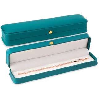 iSuperb 2PK Ringschachtel Anhänger Armband Box Schmuck Geschenkbox PU Leder Schmuckschatulle Dunkelgrün Schmuckkästchen Damen Schmuckkoffer Leather Jewelry box (Armband Box)