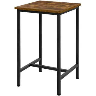 WOLTU Kleiner Bartisch 60 x 100 x 60 cm, eckiger Stehtisch platzsparend, Hochtisch aus Metall & Holz für Bar Küche Wohnzimmer, Schwarz+Vintage Braun