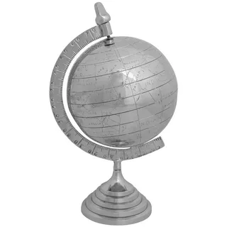 Aubaho Dekoobjekt Globus Weltkugel Tischglobus Weltglobus Messing 47cm Erdkugel silberfarben