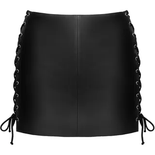 Zado Damen Leder Minirock, Schwarz, L