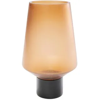 Kare-Design Vase, Anthrazit, Orange, Metall, Glas, konisch, 16x26x16 cm, mundgeblasen, zum Stellen, Dekoration, Vasen, Glasvasen