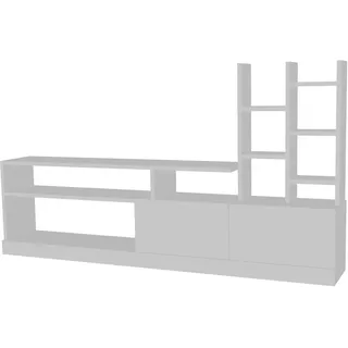 Wohnwand Weiß TV Lowboard Holz Wohnzimmerschrank modern Sideboard Anbauwand 6511