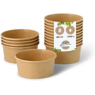 BIOZOYG Eisbecher Pappe 1000 Stück 100 ml Braun  Dessertbecher Beschichtet Einweg  Snackbecher Waffelbecher Einwegbecher Eiscreme Joghurt