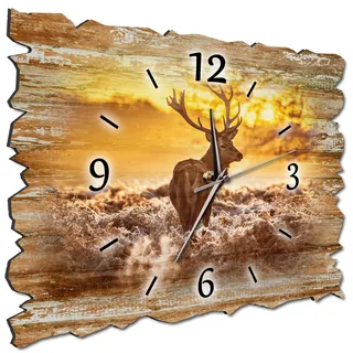 Bilder-Manufaktur BM Holz Funk Quarz Quarzwanduhr Wanduhr Funkwanduhr Funkwanduhren Funkuhr Funkuhren kein Ticken lautlos geräuschlos leise ohne Tickgeräusche groß XXL H3b-10221-quarz