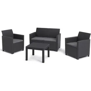 Keter Lounge-set Marie Graphite Sofa + 2 Sessel + Offener Couchtisch