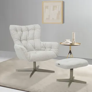 Home Affaire Drehsessel VERGAS Web-Stoff 85 x 88 x 80 cm Beige mit Hocker