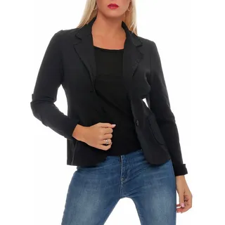 malito more than fashion Jackenblazer malito Damen Blazer klassisch, Sakko im Basic Look, Kurzjacke mit Sweat Blazer Jacke in Used Look Optik schwarz M