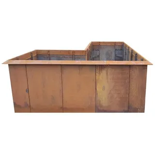 EdelrostPassion Hochbeet, L-Form Corten 3mm, 200x80+150x80, H80, Schneckenkante 200,00 cm x 80,00 cm x 150,00 cm