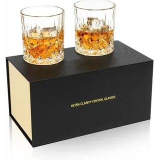 FELIXLEO Tumbler-Glas Whiskygläser 10 oz schwerer Boden altmodisches Rum-Wodka-Geschenkset, 2-tlg.