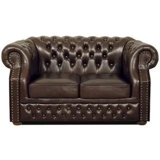 Original Chesterfield Windsor Sofa 2-er Leder Klassische Couch