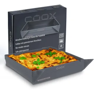 coox WUNDERFORM Basic MQ in Grau, die erste faltbare Blechform, platzsparende Backform aus Silikon BPA-frei