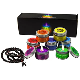 1 Set Chakra-Kerzen-Set mit Kristallperlen for Meditation, Affirmationen, Mantras, Gebete, die Frauengeschenke manifestieren