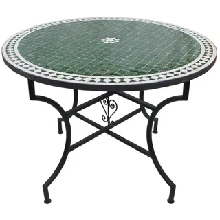 Esstisch Gartentisch Orientalischer Mosaiktisch Rund Ø 100 cm "Fleur" Grün